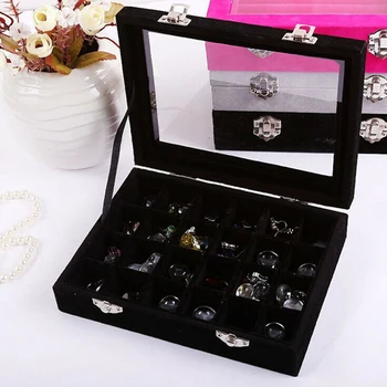 

24 Grids Jewelry Ring Display Organizer Earring Storage Case Tray Holder for Watch Jewery Container Organizer