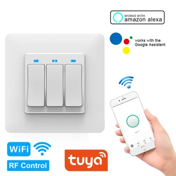 

High quality wifi Smart home Light Wall Button Switch Panel 1/2/3 Gang wifi light switch EU Standard Work with Alexa Google
