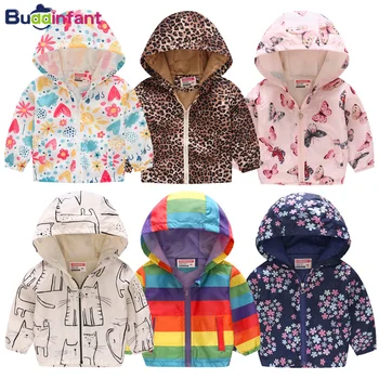 

summer spring jacket for girl coat 3/5/6 year girls clothes 4 years windbreaker boys kids clothing rainbow leopard cat floral