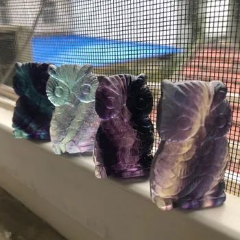 

Fluorite owl gemstones natural stone mineral crystals quartz pedras para artesanato reiki healing