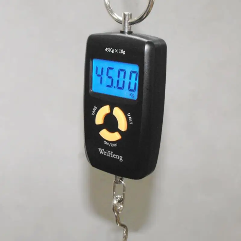 Mini Portable Digital LCD Scale Weighting Hanging Scale 10-45kg Fishing Luggage 