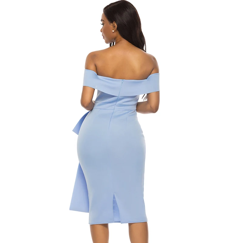 Для женщин Bodycon платье тонкое платье с открытыми плечами, пикантные туфли-лодочки для свиданий, вечеринок, праздника вечерние Клубные ужин элегантное обтягивающее с низким вырезом на спине вечернее Обтягивающее Платье-туника