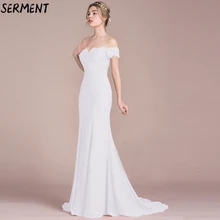 SERMENT Vestidos De Fiesta Largos Elegantes De Gala Новое высококачественное элегантное белое вечернее платье на одно плечо без рукавов