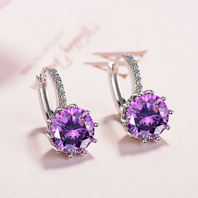 

2020 Luxury Ear Stud Earrings For Women Round With Cubic Zircon Charm Flower Stud Earrings Women Jewelry Gifts Wholesale Price