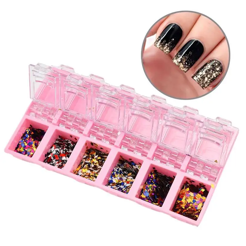 Маникюрный Блестящий ящик для хранения прозрачный акриловый 12 сеток для блестки Алмазный чехол