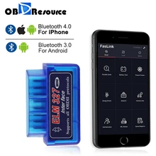 Bluetooth ELM327 for iPhone Android OBDII Code Reader V1.5 V2.1 ELM 327 iOS Faslink Free Upgrade