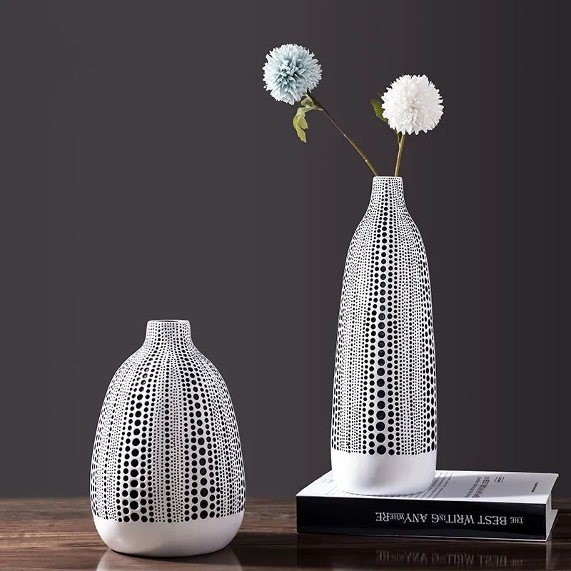 Уличное искусство Yayoi Kusama черно-белая волна точка Смола Цветочный Горшок креативный сушеная декоративная Цветочная ваза X3392