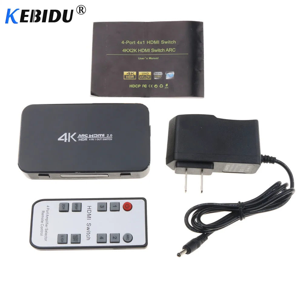 Переключатель kebidu HDMI 2,0 4K HDR 4x1 адаптер коммутатор с аудио экстрактором 3,5 jack оптический волоконный кабель ARC разветвитель для HDTV PS4