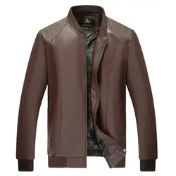 Мужские кожаные куртки мужские пальто с воротником-стойкой мужские мотоциклетные кожаные куртки повседневная тонкая новая брендовая