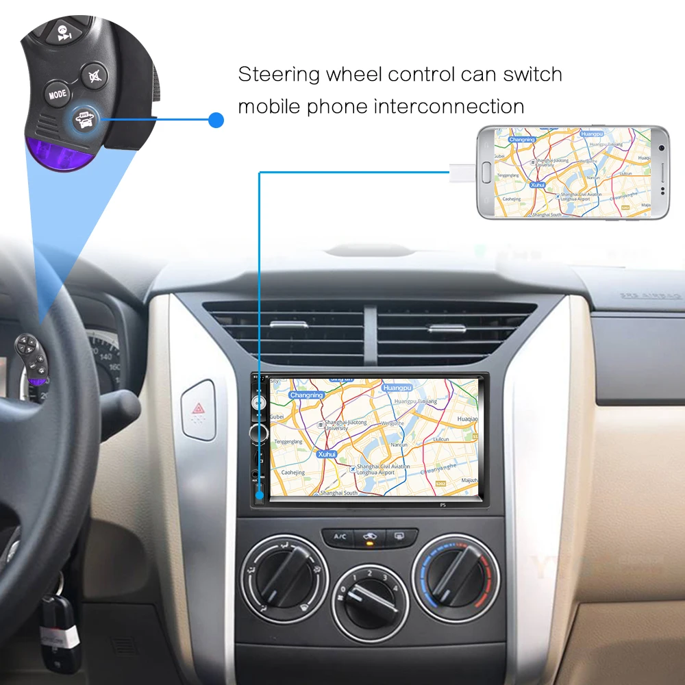 Podofo 7 ''HD Bluetooth автомобильный Радио DVR USB FM SD MP5 мультимедийный плеер сенсорный