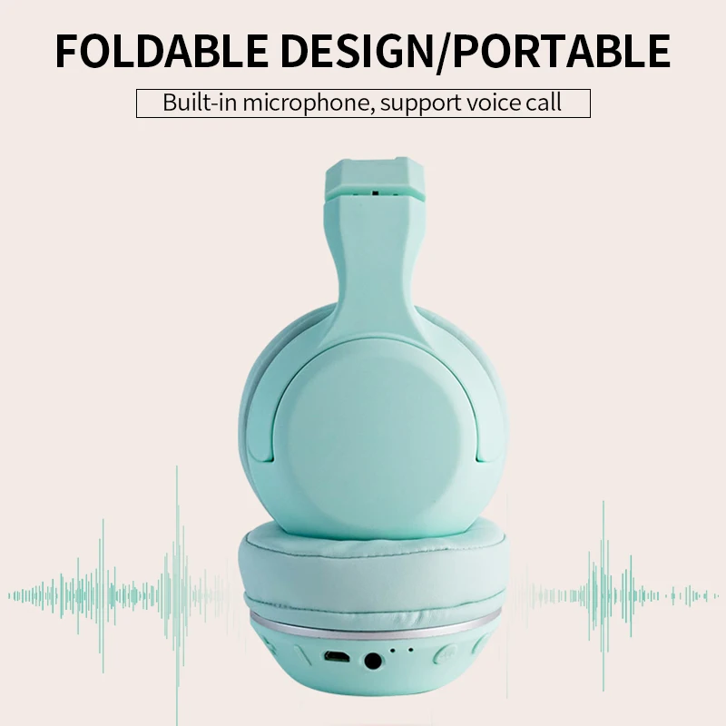 Colorful Kids Headset Wireless Noise canceling cute Girls Gift Bluetooth Headphones HIFI Stereo Bass 3 5mm Plug With Micphones