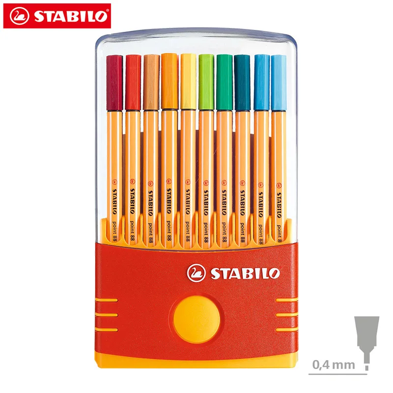 Stabilo 88 цветные волоконные ручки для рисования, школьные канцелярские принадлежности, офисные принадлежности, цветные художественные маркеры, ручка 0,4 мм, гелевые ручки, Fineliner набор