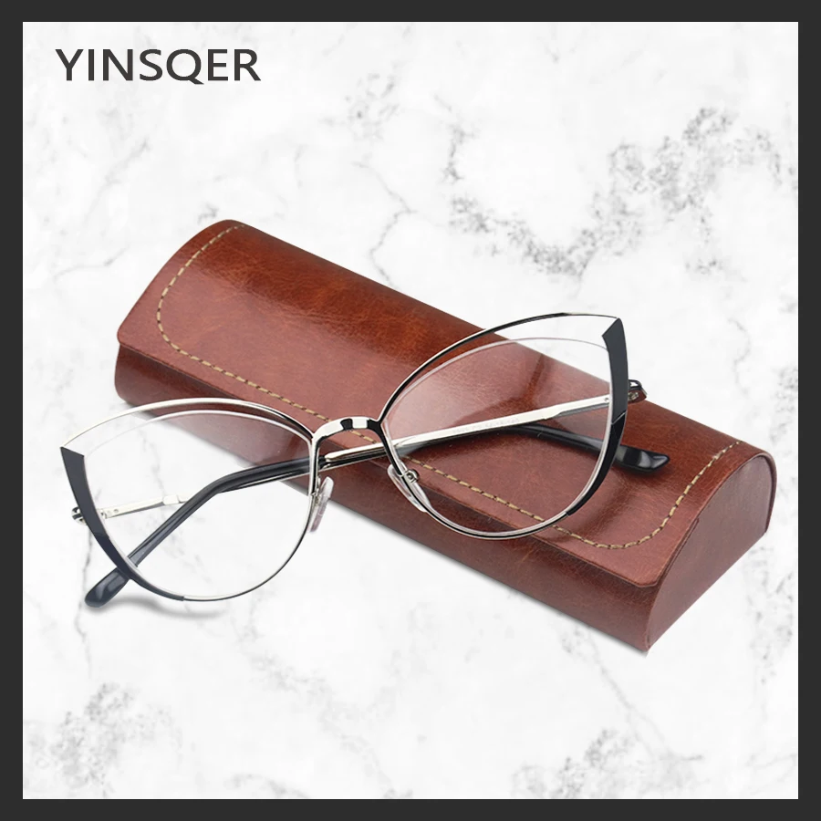 YINSQER прозрачные женские очки искусственные круглые по рецепту для близорукости