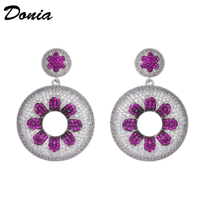Donia Jewelry Fashion exaggerated earrings wreath ring studs copper micro-inlaid AAA zircon earrings with accessories