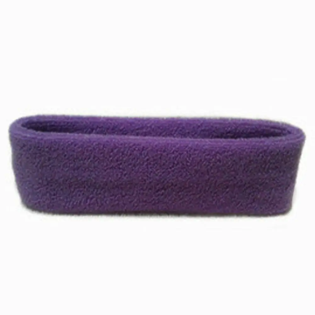 Фиолетовый Womens Men Solid Cotton Sport Sweat Sweatband Headband Yoga Gym Stretch Head Band Hair - Цвет: Фиолетовый