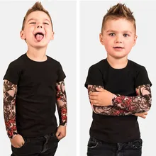Футболка с татуировкой для маленьких мальчиков Сетчатая футболка с цветочным принтом и длинными рукавами; детская футболка в стиле хип-хоп топы для малышей
