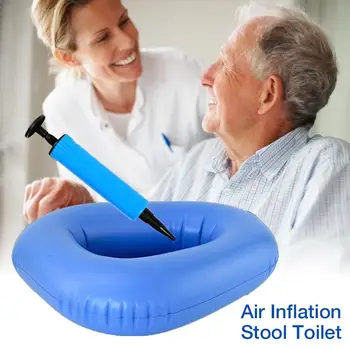 

Washable Portable Air Inflation Blue Bed Pan Bedridden Elderly Inflatable Stool Toilet For Incontinence Patients