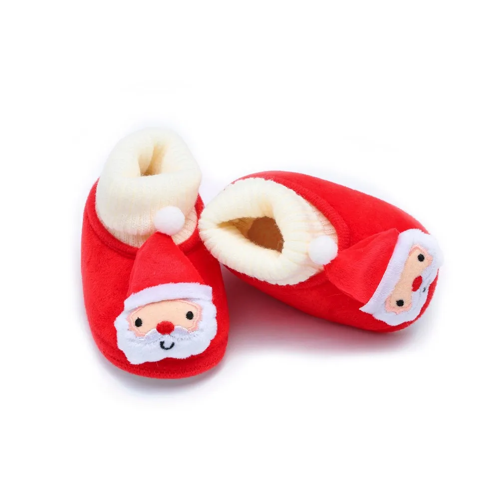 Рождественская обувь для новорожденных девочек и мальчиков; мягкая теплая обувь для новорожденных; обувь для малышей с героями мультфильмов; ботиночки для маленьких девочек; коллекция года; обувь для первых шагов