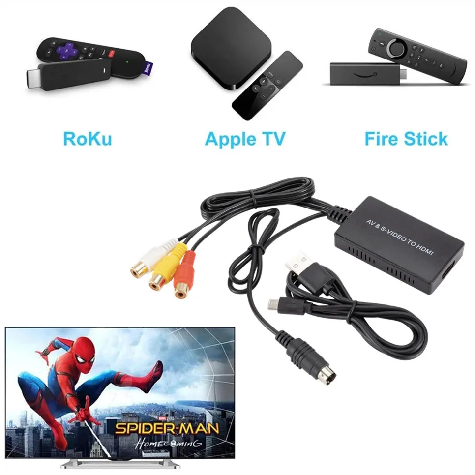 Compatível para Dvd Conversor de Vídeo Rca para Hdmi-adaptador Compatível com Ps2 Cvbs Svideo Hdtv - Ps3 720p 1080p S-video av Stb - Image 3