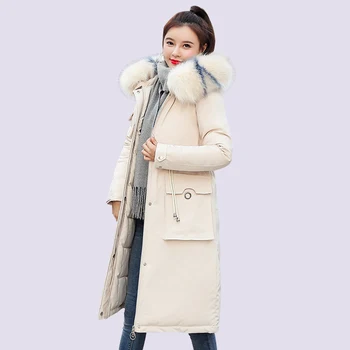 

Winter Parkas jacket 2019 new women's jackets fashion hooded fur collar thick long cotton coats winter -30 degree snow jacket