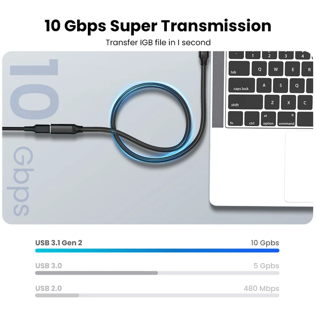 빠른 충전과 데이터 전송을 가능하게 하는 HD 4K USB C 연장 케이블