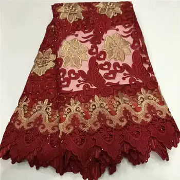 

Kalume African Dry Lace Fabric 2020 Fashion High Quality Lace For Embroidery For Party Dresses Red French Tulle Lace Fabric 1821