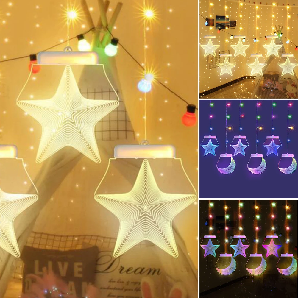 

USB Rechargeable Wedding Festival String Light Fairy Lamps Christmas Star Shape Led Holiday Party Bedroom Home Decor Shop Window