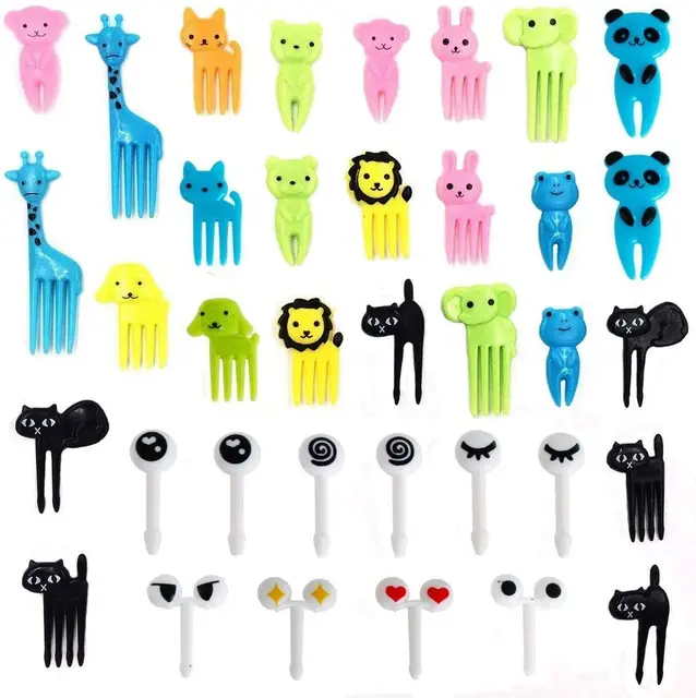 Set of 36 Cute Animals Food Picks Mini Cartoon Toothpick Fruit Forks for Bento Box Lunch Box Decorative 2