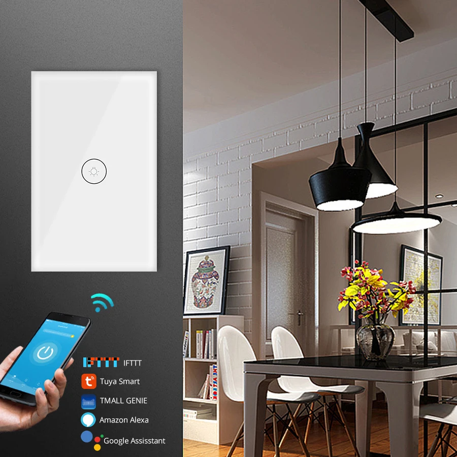 Tuya умный WiFi переключатель Smart Life App Alexa Google Home дистанционный умный дом настенный сенсорный выключатель ЕС США 1 2 3 банды настенный выключатель света
