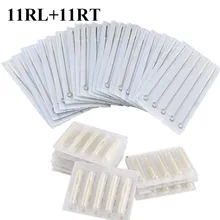 (11RL+11RT) Tattoo Needles Tubes Tips Mixed 100PCS Professional Tattoo Needles 11RL & Disposable Plastic Tattoo Tips 11RT Combo