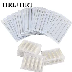 (11RL+11RT) Tattoo Needles Tubes Tips Mixed 100PCS Professional Tattoo Needles 11RL & Disposable Plastic Tattoo Tips 11RT Combo