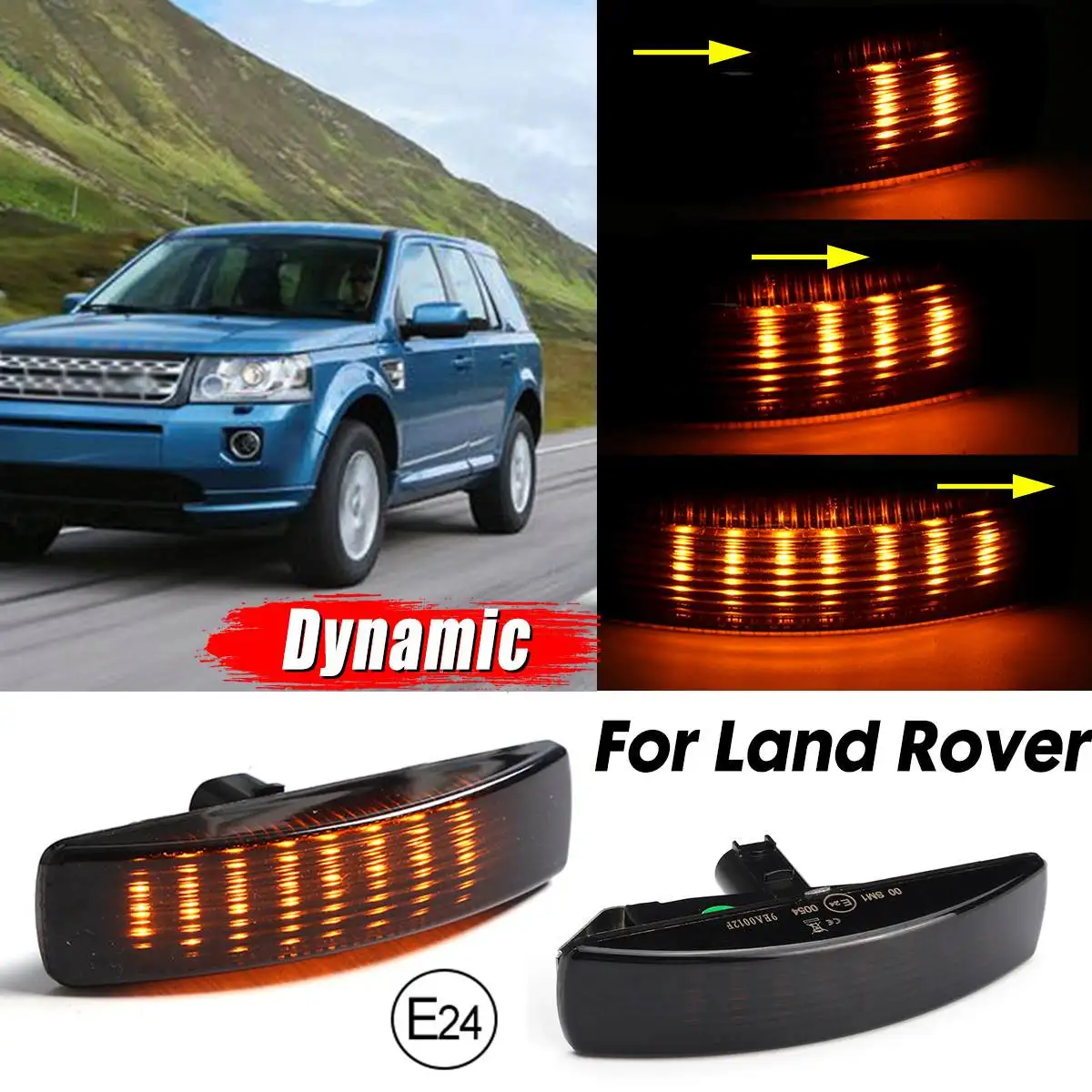 

A Pair Dynamic Flowing LED Side Marker Signals Lights For Land Rover Discovery 3 / 4 Freeland 2 Range-Rover Sport 2005-2015