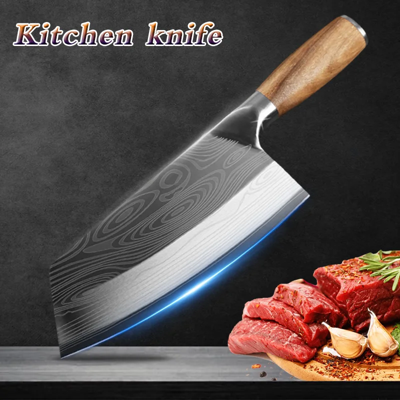 

Кухонный нож, китайский шеф-повар из дамасской стали с лазерным узором, резак для мяса и овощей