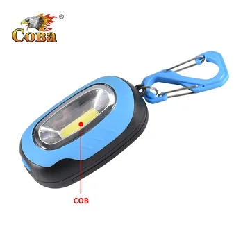 

COBA large size cob keychain light waterproof use 3*AAA battery 4 modes plastic clip magnetic lamp portable flood light