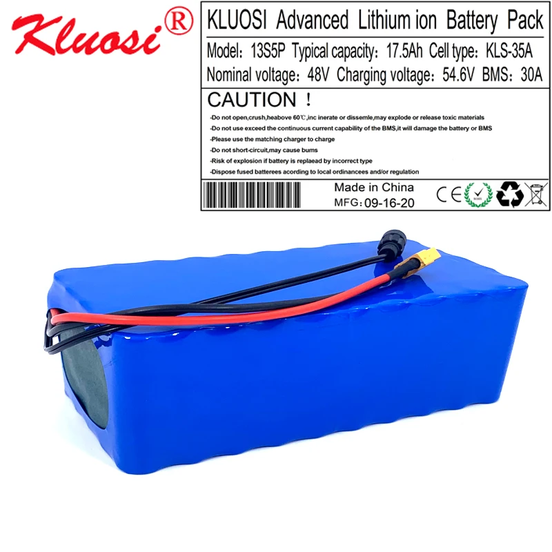 KLUOSI 48V Батарея 17.5Ah 18Ah 13S5P 54 6 V ионно-литиевая пакет для ручной Электрический миксер