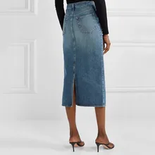 Женские Модные прочные юбки с высокой талией mujer moda, элегантные цветные джинсовые юбки средней длины с карманами# G3