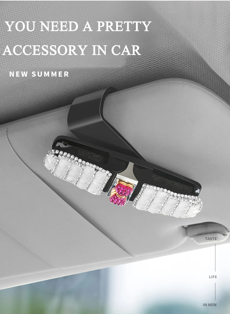 E-FOUR держатели для очков для автомобиля солнцезащитный козырек Bling Diamond солнцезащитные очки крепление для очков с билетной картой зажим для автомобилей транспортных средств
