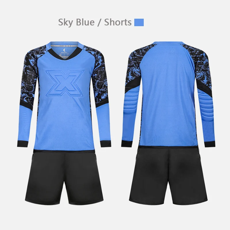 shorts blue blank Костюм для детей и взрослых, форма вратаря, футбольные майки, штаны, Футбольная Одежда, тренировочная форма, Защитные комплекты, индивидуальная печать - Цвет: shorts blue blank