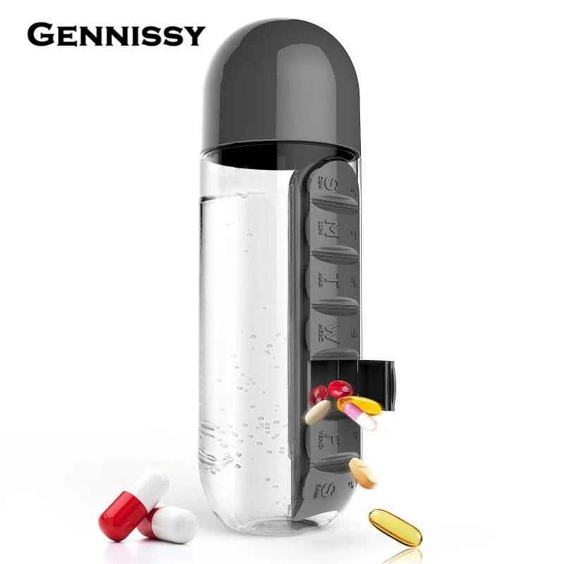 GENNISSY 600 мл My Water Bottle спортивный комбинированный ежедневный контейнер для таблеток