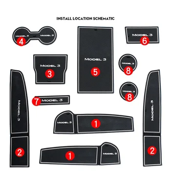 

For Tesla Model 3 Accessories Car Console Wrap Mat Non-Slip Gate Slot Center Protective Cup Holder Pad White/Red
