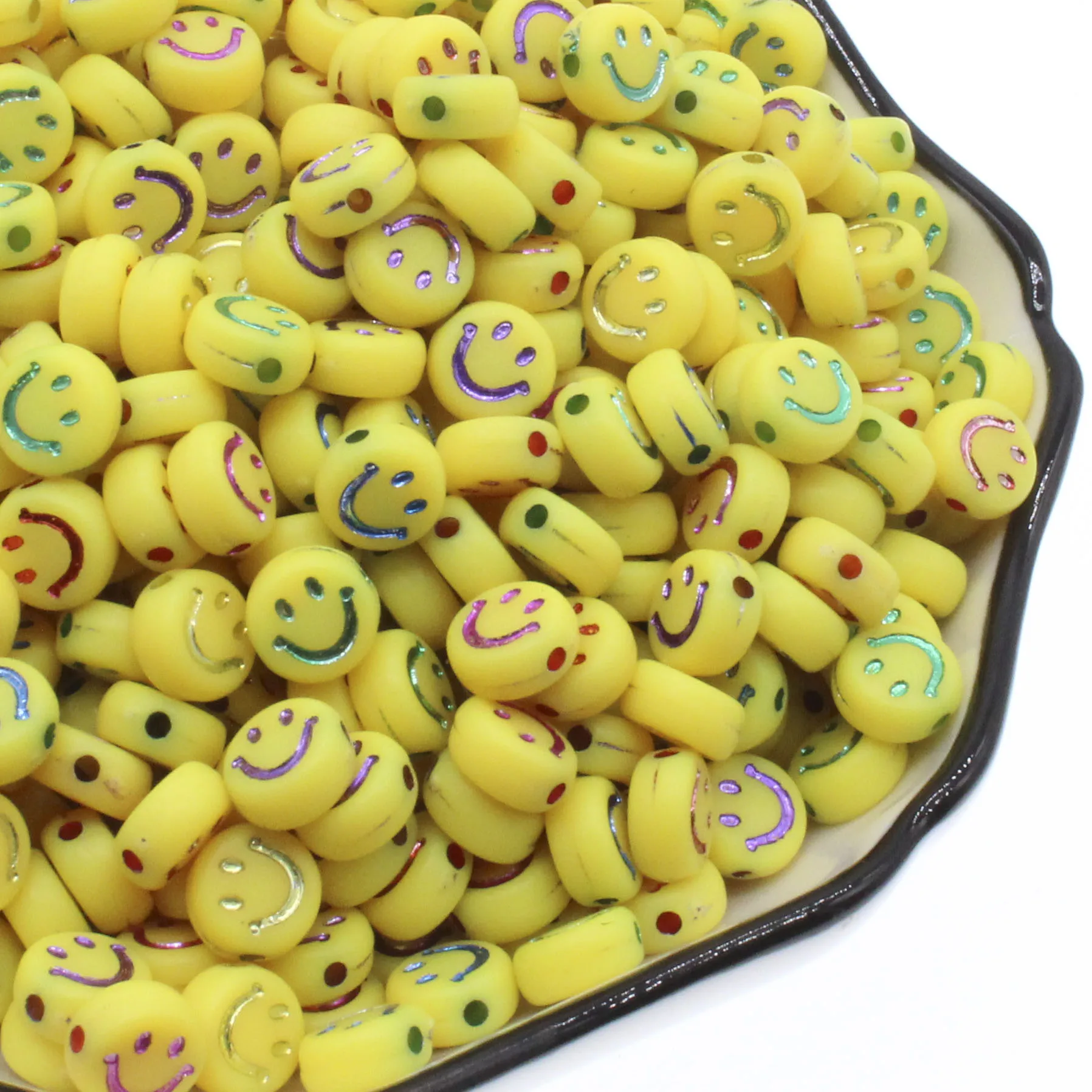 

100 шт. акриловые бусины Smile для изготовления ювелирных изделий, аксессуары для изготовления сережек и ожерелий 4x7 мм