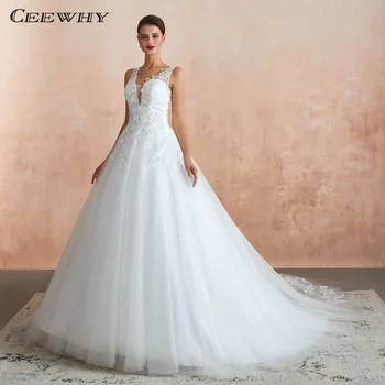 

CEEWHY Muslim Bride Dress Lace Ball Gown Wedding Dresses V-Neck Bridal Wedding Gowns Plus Size Vestido de Novia