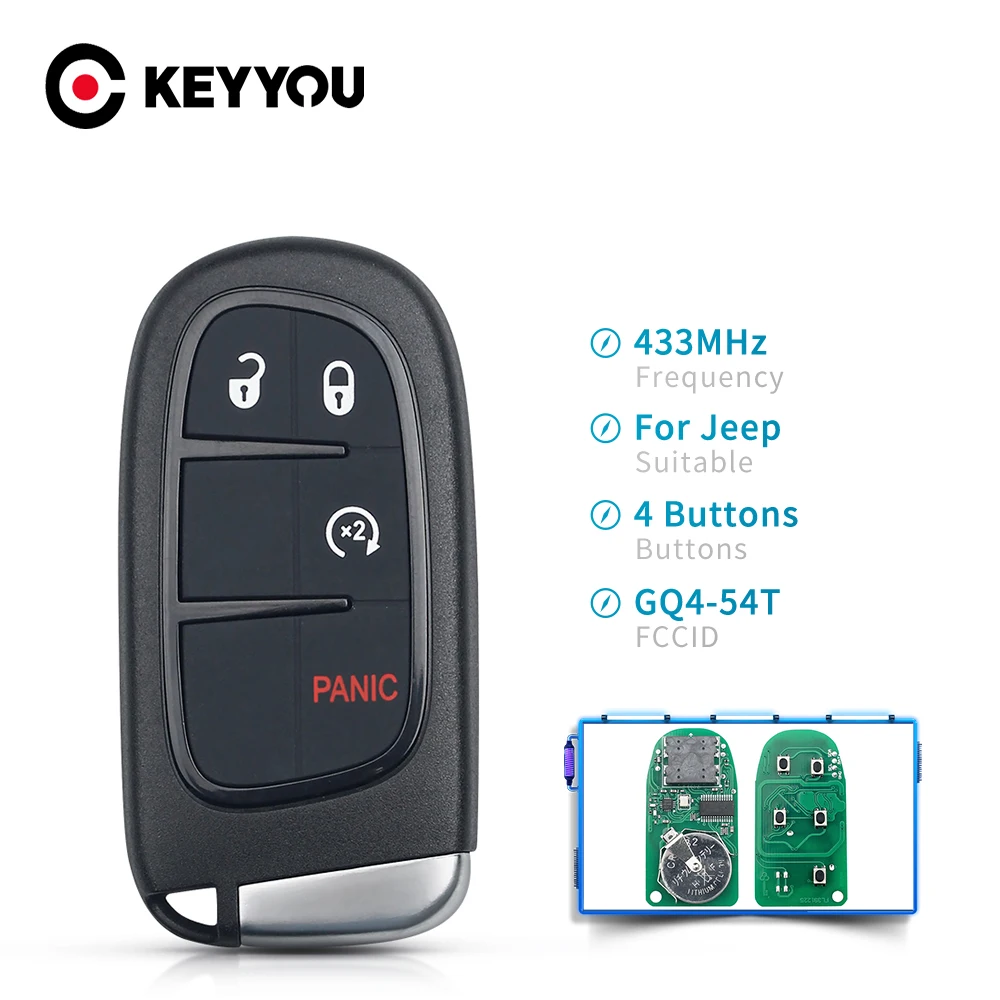 KEYYOU GQ4 54T Замена Hitag AES умный дистанционный ключ 433 МГц 4A чип Fob для Jeep Renegade Grand Cherokee Ram