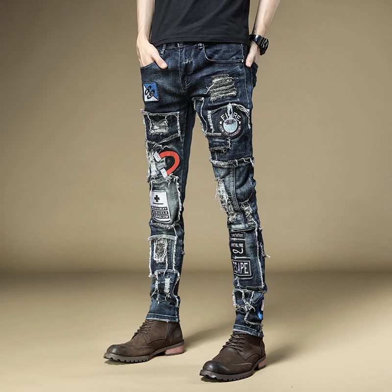 Free Shipping New men's male denim jeans Autumn embroidered slim feet pants fashion hip-hop rock tide casual trousers 73%cotton Free Shipping New men's male denim jeans Autumn embroidered slim feet pants fashion hip-hop rock tide casual trousers 73%cotton