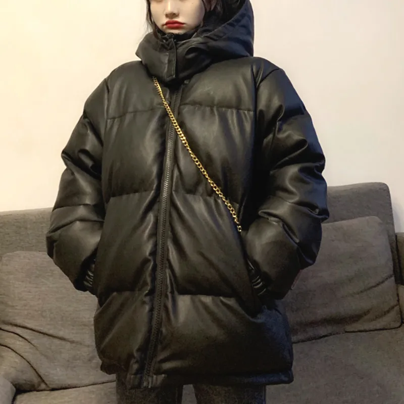 Abrigo con capucha grueso para mujer, Parka de moda coreana, color negro, Otoño, 2020