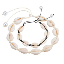 Богемные ракушки ожерелье в виде ракушки браслет раковины браслет для женщин воротник чокер ракушки Каури пляж ожерелье ручной работы ювелирные изделия