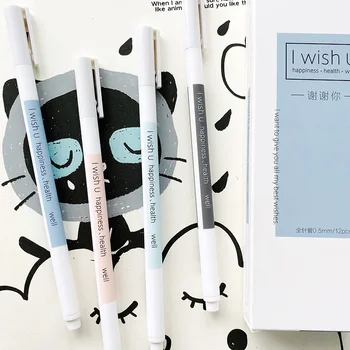 

2pcs/lot Simple Best Wishes Gel Pen Rollerball Pen Writing Tool Student Stationery School Office Supply 0.35mm Black Ink