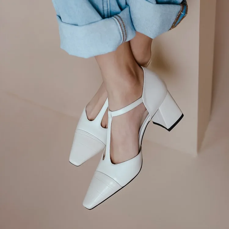 

Hot Selling WOMEN'S Shoes 2020 Spring And Summer Chunky-Heel Small Square Head Sping Sandal Women's T-shaped Buckle with High He