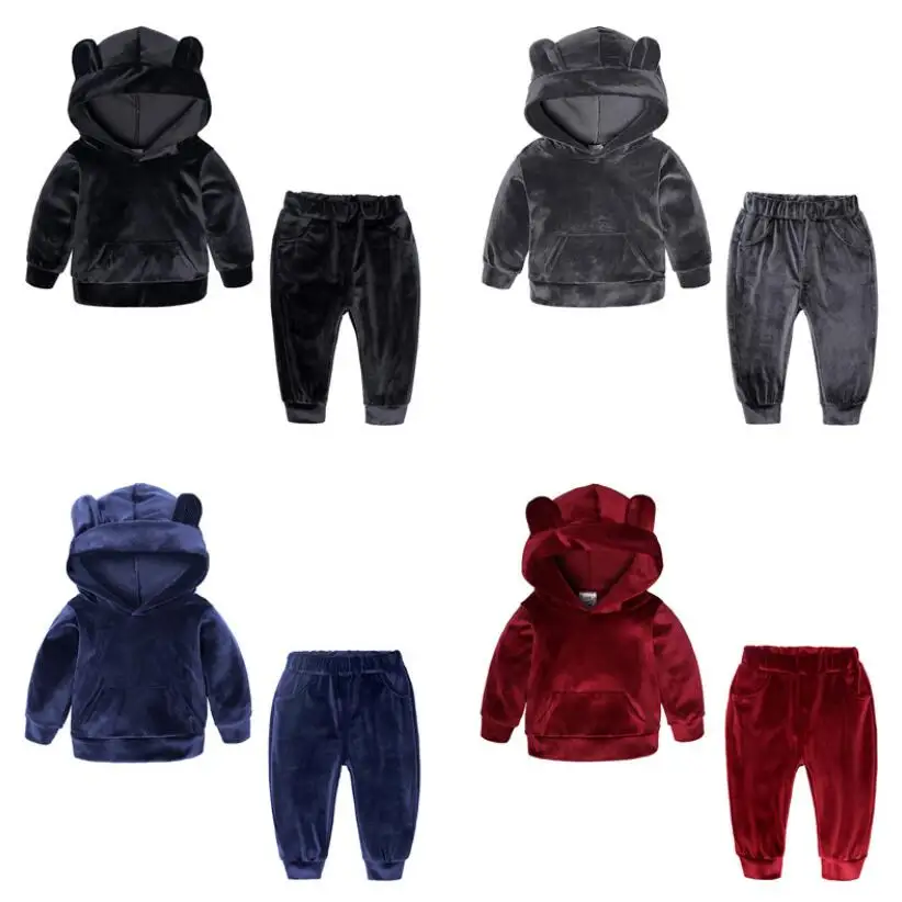 Детская одежда; коллекция года; осенне-зимняя одежда для маленьких девочек; комплект одежды из 2 предметов с капюшоном; детская одежда; Спортивный костюм для девочек; комплекты костюмов