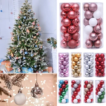 

4cm/24pcs Christmas Balls Ornaments Hanging Pendants For Merry Christmas Xmas Tree Baubles DIY Christmas Ball Decoration